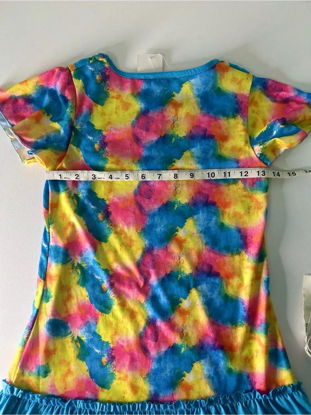 Sunshine Swing Girls Tie Dye Watercolor Ruffle Swing Dress Size 8